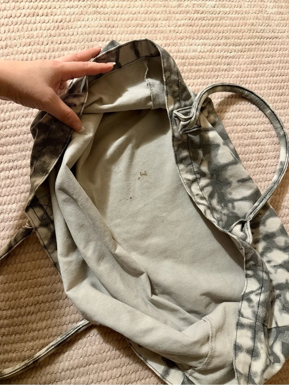 ALO Yoga Gray Tie-Dye Canvas Tote